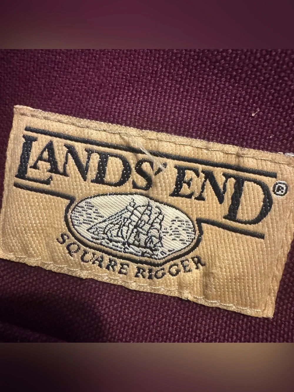 VTG Lands End Square Rigger Canvas Briefcase Messenger Bag Utility Burgundy Wine